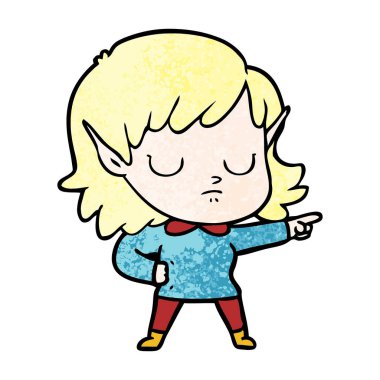 vektör çizim karikatür elf kızı