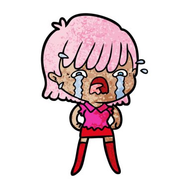 vektör çizim karikatür kız ağlıyor