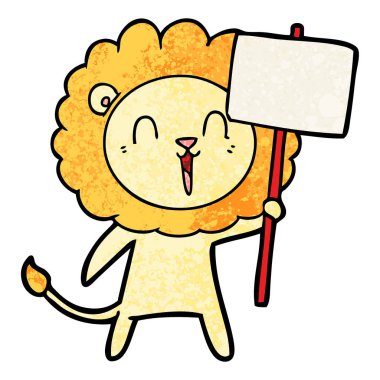 Aslan karikatür gülen vektör çizim