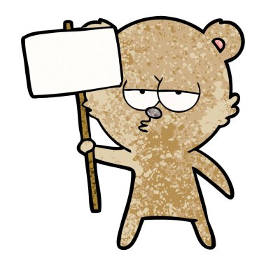 çizgi film chraracter protesto işareti ile ayı