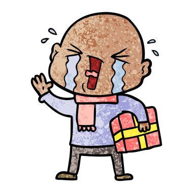 çizgi film ağlayan kel adam