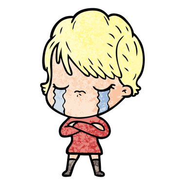vektör çizim karikatür kadının ağladığını