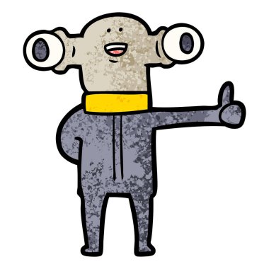 Dostu karikatür uzaylı vektör çizim