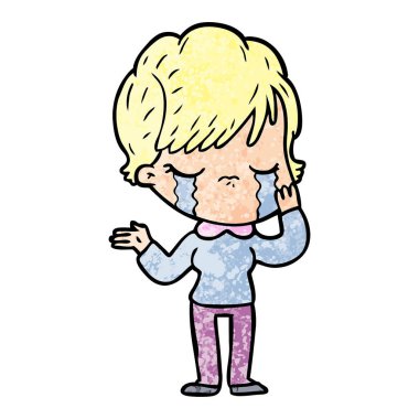 vektör çizim karikatür kadının ağladığını