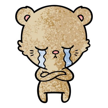 ağlayan karikatür ayı katlanmış silah ile