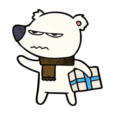 Kutup ayısı Noel mevcut karikatür ile