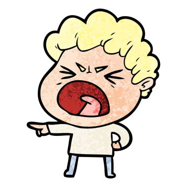 vektör çizim karikatür öfkeli adam