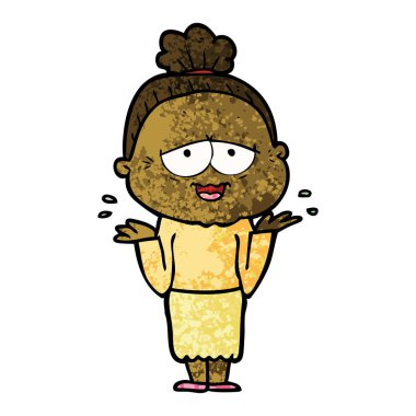 karikatür mutlu yaşlı kadın