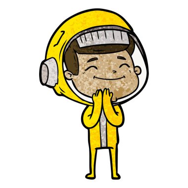 mutlu karikatür astronot vektör çizim