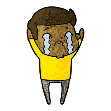 vektör çizim karikatür adam ağlıyor