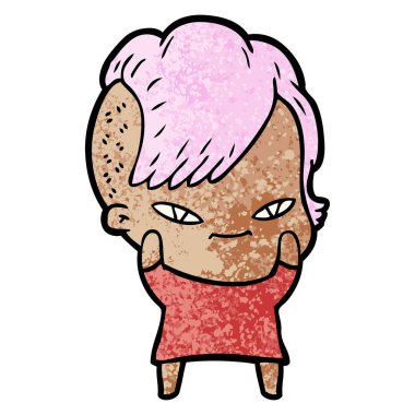 çizgi film keskin mutfak bıçak sevimli çizgi kız hippi saç kesimi ile