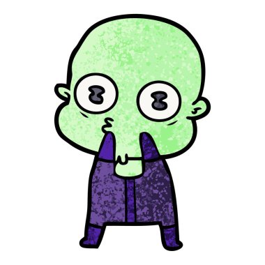 vektör çizim karikatür garip kel uzay adamı