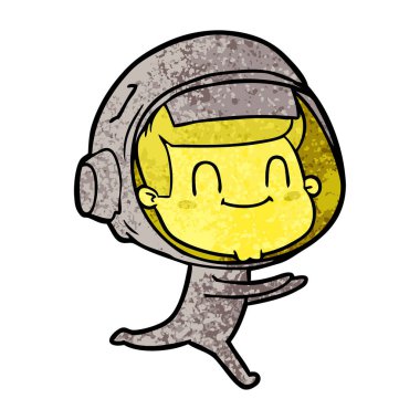mutlu karikatür astronot vektör çizim