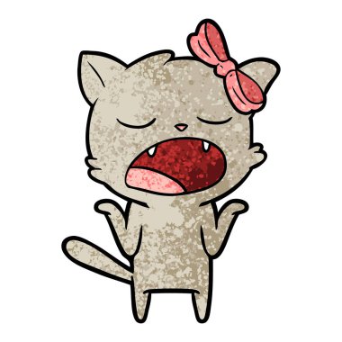 omuzlarında shrugging esneme kedi çizgi film