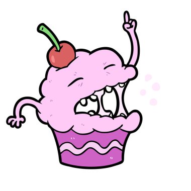 komik karikatür cupcake vektör çizim