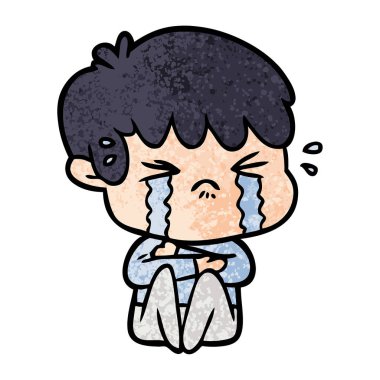 vektör çizim karikatür çocuk ağlıyor