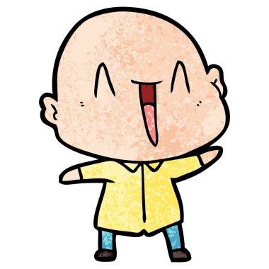 mutlu karikatür kel adam