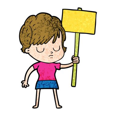 Çizgi filmdeki kadının vektör çizimi