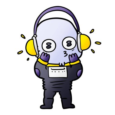 vektör çizim karikatür garip kel uzay adamı