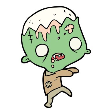 sevimli çizgi zombi vektör çizim