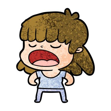 yüksek sesle konuşuyor karikatür kadın