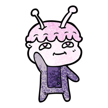 uzay adamı dostu karikatür sallayarak