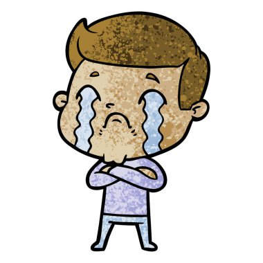 vektör çizim karikatür adam ağlıyor