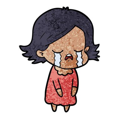 vektör çizim karikatür kız ağlıyor