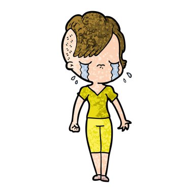 Ağlayan kızın vektör çizimi