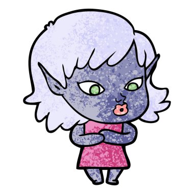 vektör çizim karikatür elf kızı