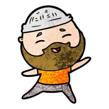 Çizgi film mutlu sakallı adam