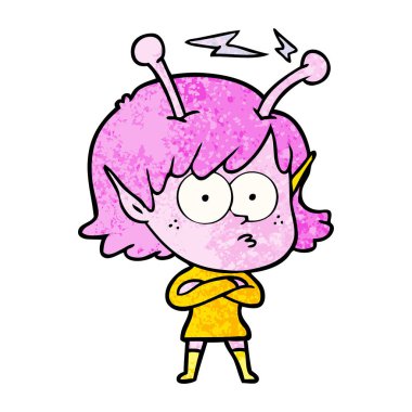 vektör çizim karikatür uzaylı kız