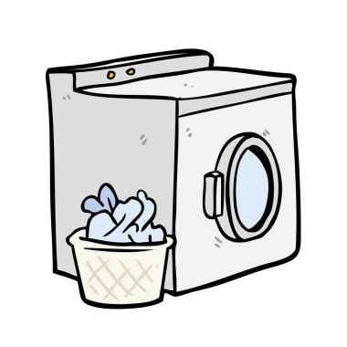 çizgi film çamaşır makinesi ve çamaşır yıkama