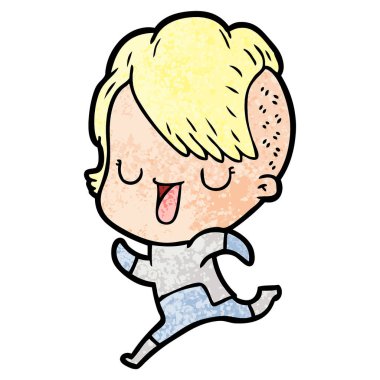 çizgi film keskin mutfak bıçak sevimli çizgi kız hippi saç kesimi ile