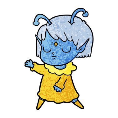 vektör çizim karikatür uzaylı kız