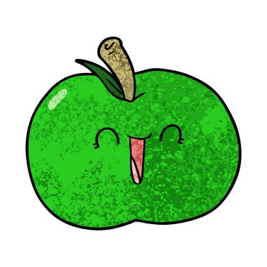elma gülüyor karikatür vektör çizim