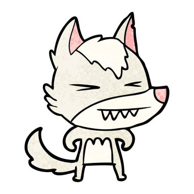 vektör çizim öfkeli wolf çizgi film