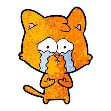 vektör çizim karikatür ağlıyor kedi