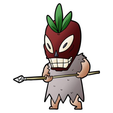 vektör çizim karikatür yamyam şaman