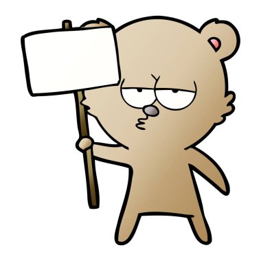 çizgi film chraracter protesto işareti ile ayı