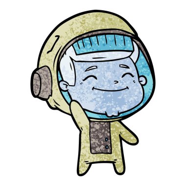 mutlu karikatür astronot vektör çizim