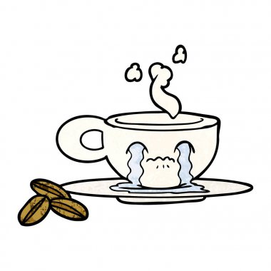 vektör çizim tasarım karikatür Kupası ağlamak izole üzerinde beyaz arka plan 