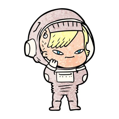 vektör çizim karikatür astronot kadın