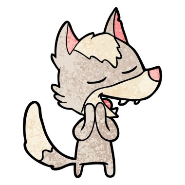 vektör çizim karikatür kurt gülen