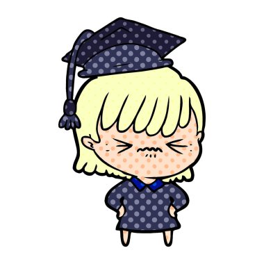 rahatsız çizgi film kız vektör çizim