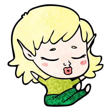 vektör çizim karikatür elf kızı