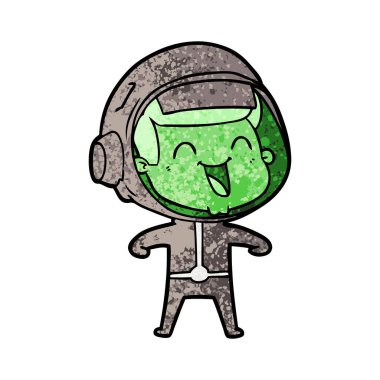 mutlu karikatür astronot vektör çizim