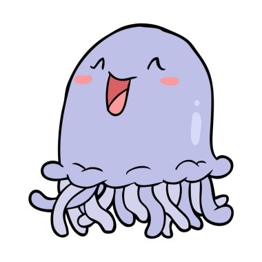 mutlu karikatür denizanası vektör çizim