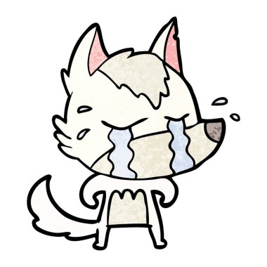 vektör çizim karikatür ağlayan kurt