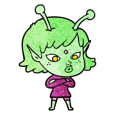 vektör çizim karikatür uzaylı kız